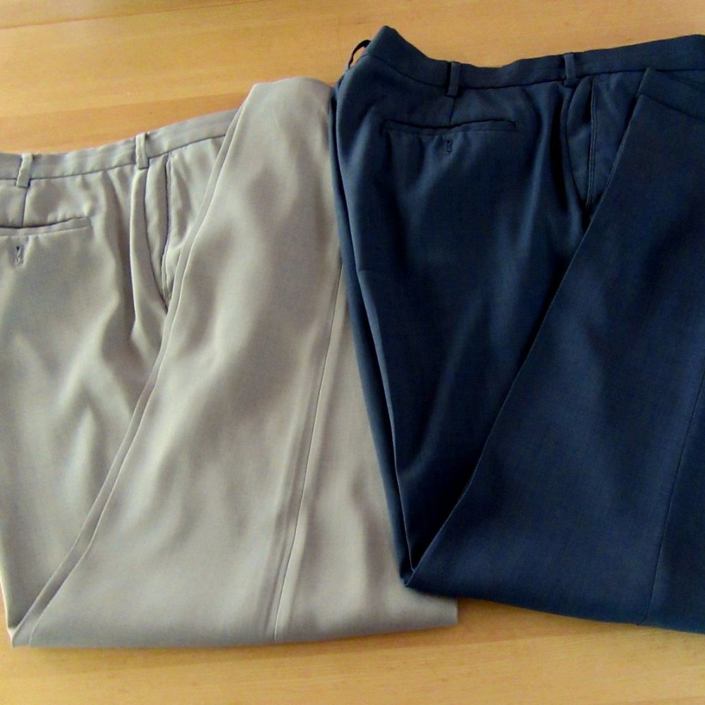 Mens PERRY ELLIS AMERICA tan and gray dress pants 38 x 32